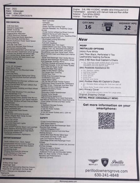 Used 2021 Volkswagen Atlas 3.6L V6 SEL, 3rd Row, | Downers Grove, IL