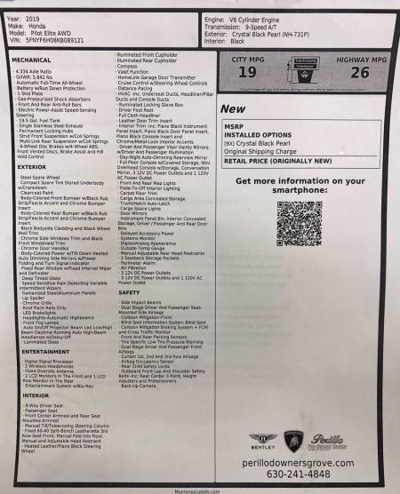 Used 2019 Honda Pilot Elite, 3rd Row, Rear Ent, | Downers Grove, IL